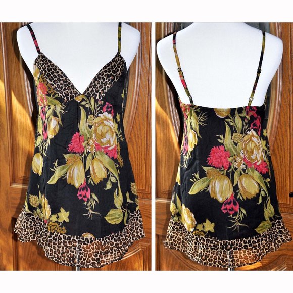Kimchi Blue Leopard African Safari Print Spaghetti Strap Silky Camisole - Picture 2 of 8